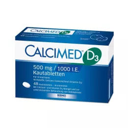 CALCIMED D3 500 mg/1000 I.E. comprimidos mastigáveis, 48 unidades
