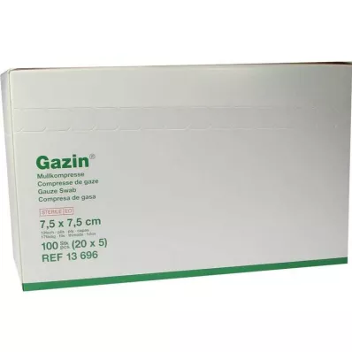 GAZIN Gaze comp. 7,5x7,5 cm estéril 12-ply medium, 20X5 pcs GAZIN Gaze comp. 7,5x7,5 cm estéril 12-ply medium, 20X5 pcs