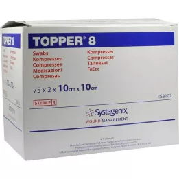 TOPPER 8 compressas 10x10 cm estéreis, 75X2 unid