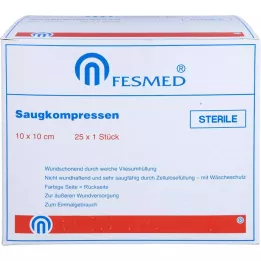 SAUGKOMPRESSEN estéril 10x10 cm, 25X1 pcs