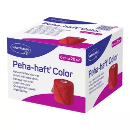 PEHA-HAFT Fita de fixação colorida sem látex 6 cm x 20 m vermelha, 1 peça