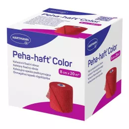 PEHA-HAFT Fita de fixação colorida sem látex 8 cm x 20 m vermelha, 1 peça