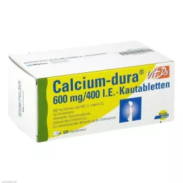 CALCIUM DURA Vit D3 600 mg/400 I.E. comprimidos mastigáveis, 120 unidades