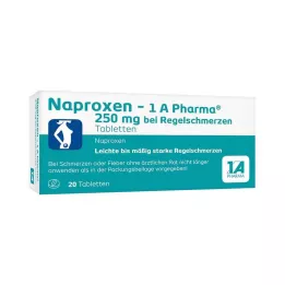 NAPROXEN-1A Pharma 250 mg para comprimidos para dores menstruais, 20 unidades