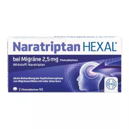 NARATRIPTAN HEXAL para enxaqueca 2,5 mg comprimidos revestidos por película, 2 unidades