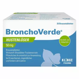 BRONCHOVERDE Expectorante para tosse 50 mg Comprimidos efervescentes, 20 unidades