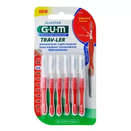 GUM TRAV-LER Vela interdental vermelha de 0,8 mm + 6 cápsulas, 6 unidades