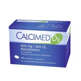 CALCIMED D3 600 mg/400 I.E. comprimidos mastigáveis, 96 unidades