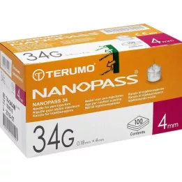 TERUMO NANOPASS 34 Agulha para caneta 34 G 0,18x4 mm, 100 unidades