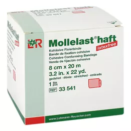 MOLLELAST bandagens adesivas sem látex 8 cm x 20 m vermelho, 1 peça