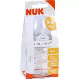 NUK Frasco de vidro First Choice+ 120ml com sucção de silicone tamanho 1 S, 1 peça