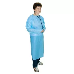 SCHÜRZE Descartável PE azul 120 cm não estéril com manga, 1 pc
