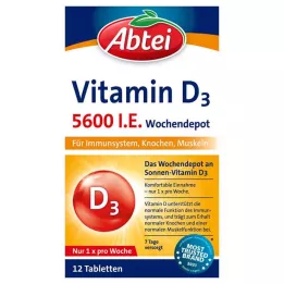 ABTEI Comprimidos de depósito semanal de vitamina D3 5600 UI, 12 unidades
