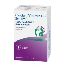 CALCIUM VITAMIN D3 Zentiva 1000 mg/880 I.E. comprimidos mastigáveis, 100 unidades