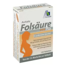 FOLSÄURE 400 Plus B12+Iodo Comprimidos, 120 unidades