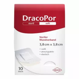 DRACOPOR Curativo para feridas 3,8x3,8 cm estéril, 10 unidades