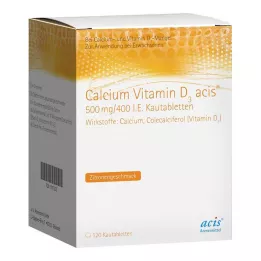 CALCIUM VITAMIN D3 acis 500 mg/400 I.E. comprimidos mastigáveis, 120 unidades