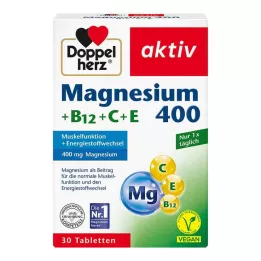 DOPPELHERZ Comprimidos de magnésio 400+B12+C+E, 30 unidades