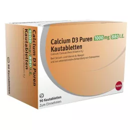 CALCIUM D3 Puren 1000 mg/880 I.E. comprimidos mastigáveis, 90 unidades