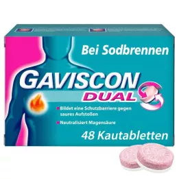 GAVISCON Comprimidos mastigáveis Dual 250mg/106,5mg/187,5mg, 48 unidades