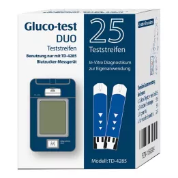GLUCO TEST DUO Tiras de teste, 25 unidades