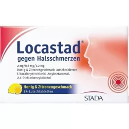 LOCASTAD para dores de garganta mel-limão Lut.-T., 24 unid