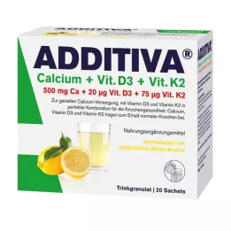 ADDITIVA Grânulos de cálcio+D3+K2, 20 unidades