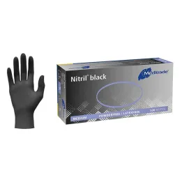Nitrilo preto Unt.Glove não estéril sem pó tamanho XL, 100 peças