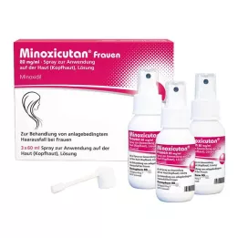 MINOXICUTAN Mulheres 20 mg/ml spray, 3X60 ml