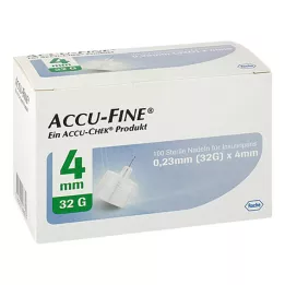 ACCU FINE agulhas esterilizadas para canetas de insulina 4 mm 32 G, 100 unidades