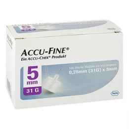 ACCU FINE agulhas esterilizadas para canetas de insulina 5 mm 31 G, 100 unidades