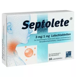 SEPTOLETE pastilhas de 3 mg/1 mg, 16 unidades