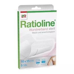 RATIOLINE Curativo para feridas 15x10 cm estéril, 5 peças