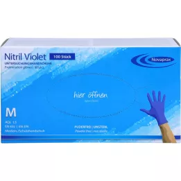 NITRIL Luvas sem pó tamanho M azul violeta, 100 peças