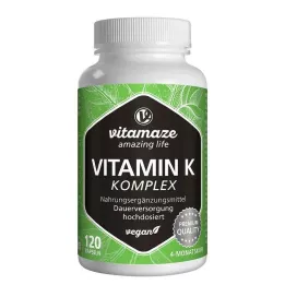 VITAMIN Cápsulas veganas de alta dosagem de complexo K1+K2, 120 unidades