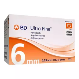 BD ULTRA-FINE Agulhas para caneta 6 mm 31 G 0,25 mm, 105 unidades