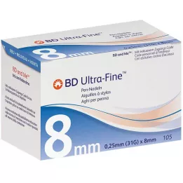 BD ULTRA-FINE Agulhas para caneta 8 mm 31 G 0,25 mm, 105 unidades