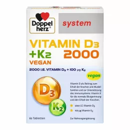 DOPPELHERZ Comprimidos de sistema de vitamina D3 2000+K2, 60 unidades