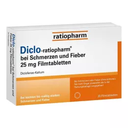 DICLO-RATIOPHARM para dor e febre 25 mg FTA, 20 unidades