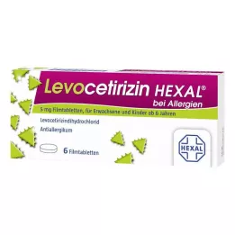 LEVOCETIRIZIN HEXAL para alergias comprimidos revestidos por película de 5 mg, 6 unidades