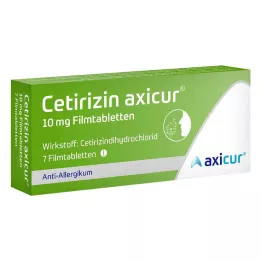 CETIRIZIN axicur 10 mg comprimidos revestidos por película, 7 unidades