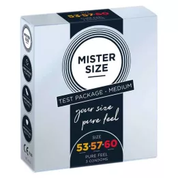 MISTER Pacote de teste de tamanho 53-57-60 preservativos, 3 unidades
