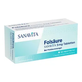 Comprimidos de ácido fólico Sanavita 5 mg, 100 unidades