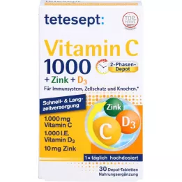 TETESEPT Vitamina C 1.000+Zinco+D3 1.000 comprimidos I.E., 30 unidades