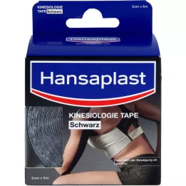 HANSAPLAST Fita de cinesiologia esportiva 5 cm x 5 m preta, 1 peça