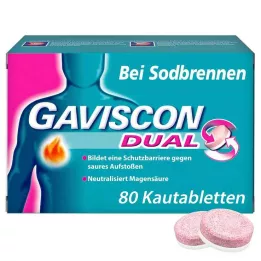 GAVISCON Comprimidos mastigáveis Dual 250mg/106,5mg/187,5mg, 80 unidades