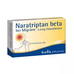 NARATRIPTAN beta para enxaqueca 2,5 mg comprimidos revestidos por película, 2 unidades
