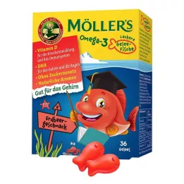 MÖLLERS Ômega-3 Jelly Fish Morango Comprimidos Mastigáveis, 36 unidades