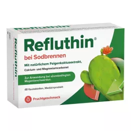 REFLUTHIN para azia comprimidos mastigáveis frutas, 48 unidades
