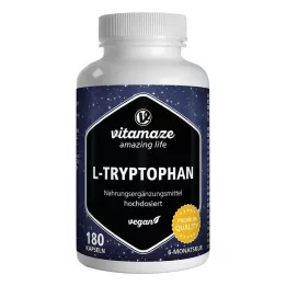 L-TRYPTOPHAN Cápsulas veganas de alta dosagem de 500 mg, 180 unidades